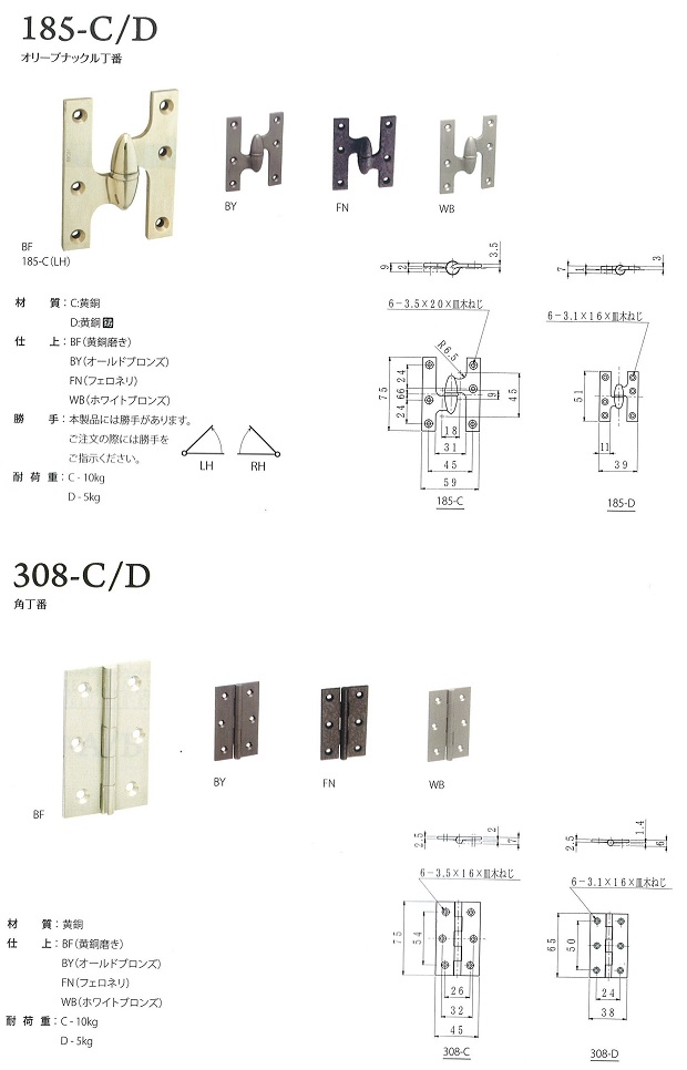 HORI 建物金具 丁番③ ・ 三井金物店 | 山梨県富士吉田市の建築金物などの販売店