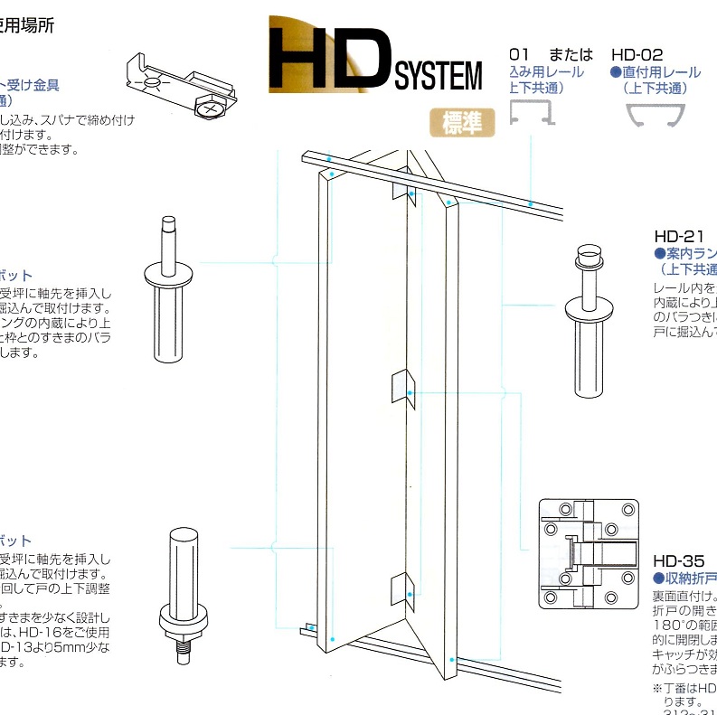 ATOM　折戸金具　HDシステム　収納軸吊り吊元固定　標準他各種